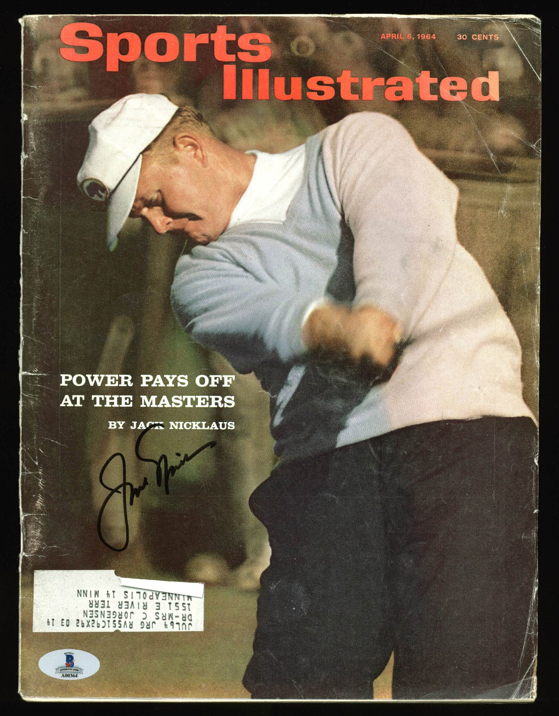 Jack Nicklaus Authentic Signed April 1964 Sports Illustrated BAS #A00364