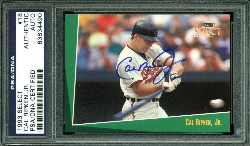 Orioles Cal Ripken Jr. Authentic Signed Card 1993 Select #18 PSA/DNA Slabbed