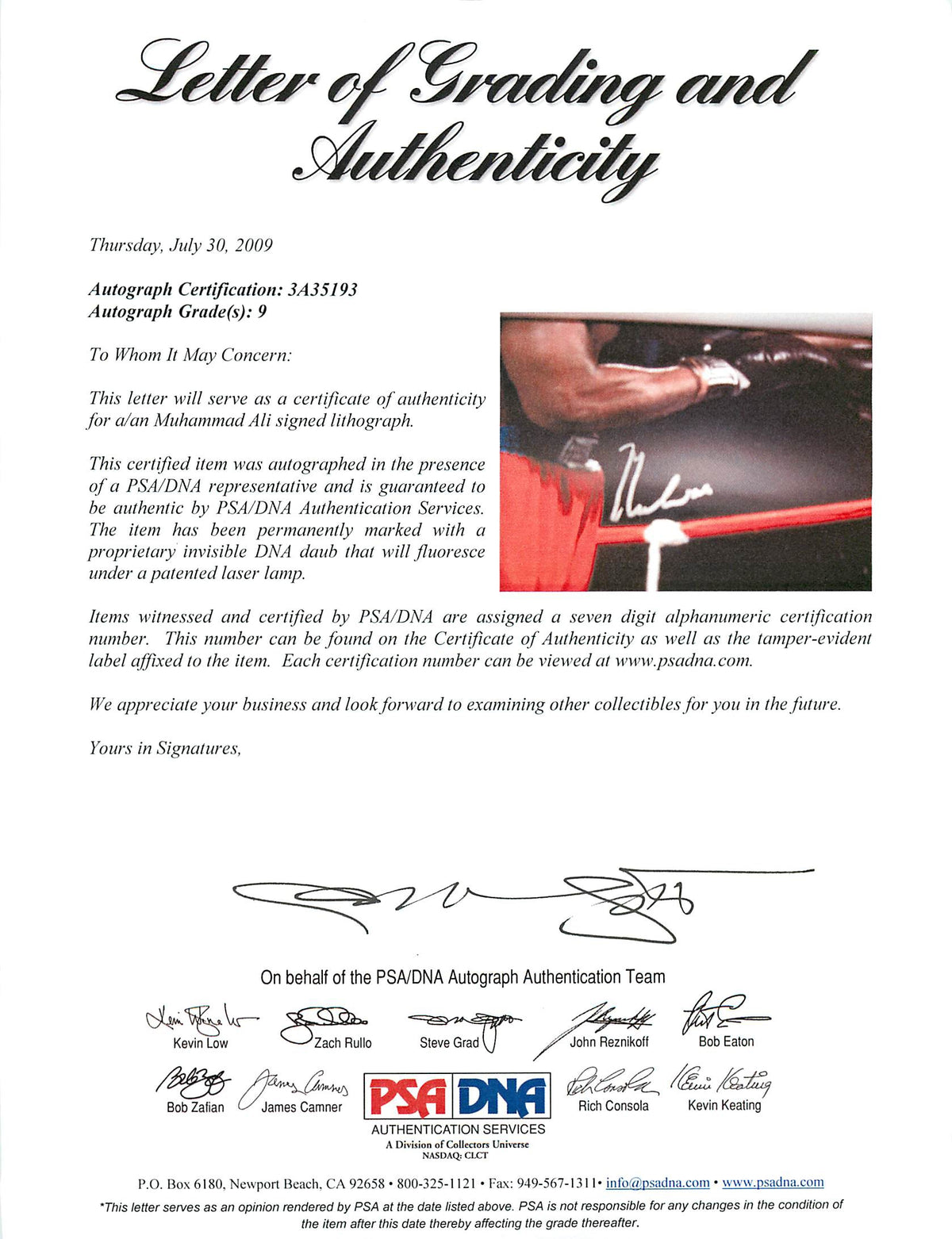 Muhammad Ali Authentic Signed 20x24 Photo w/ Mint 9 Autograph! PSA ITP #3A35193