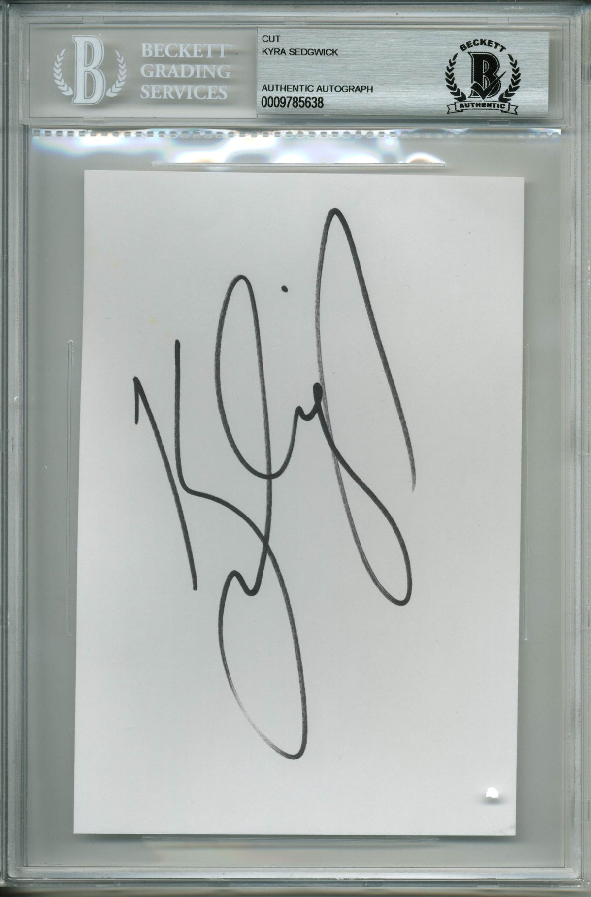 Kyra Sedgwick Charlie's Angels Signed 4.5x6.75 Cut Signature BAS Slabbed
