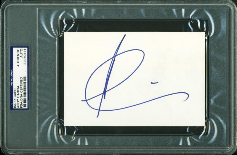Andy Garcia Authentic Signed 4X6 Index Card Autographed PSA/DNA Slabbed