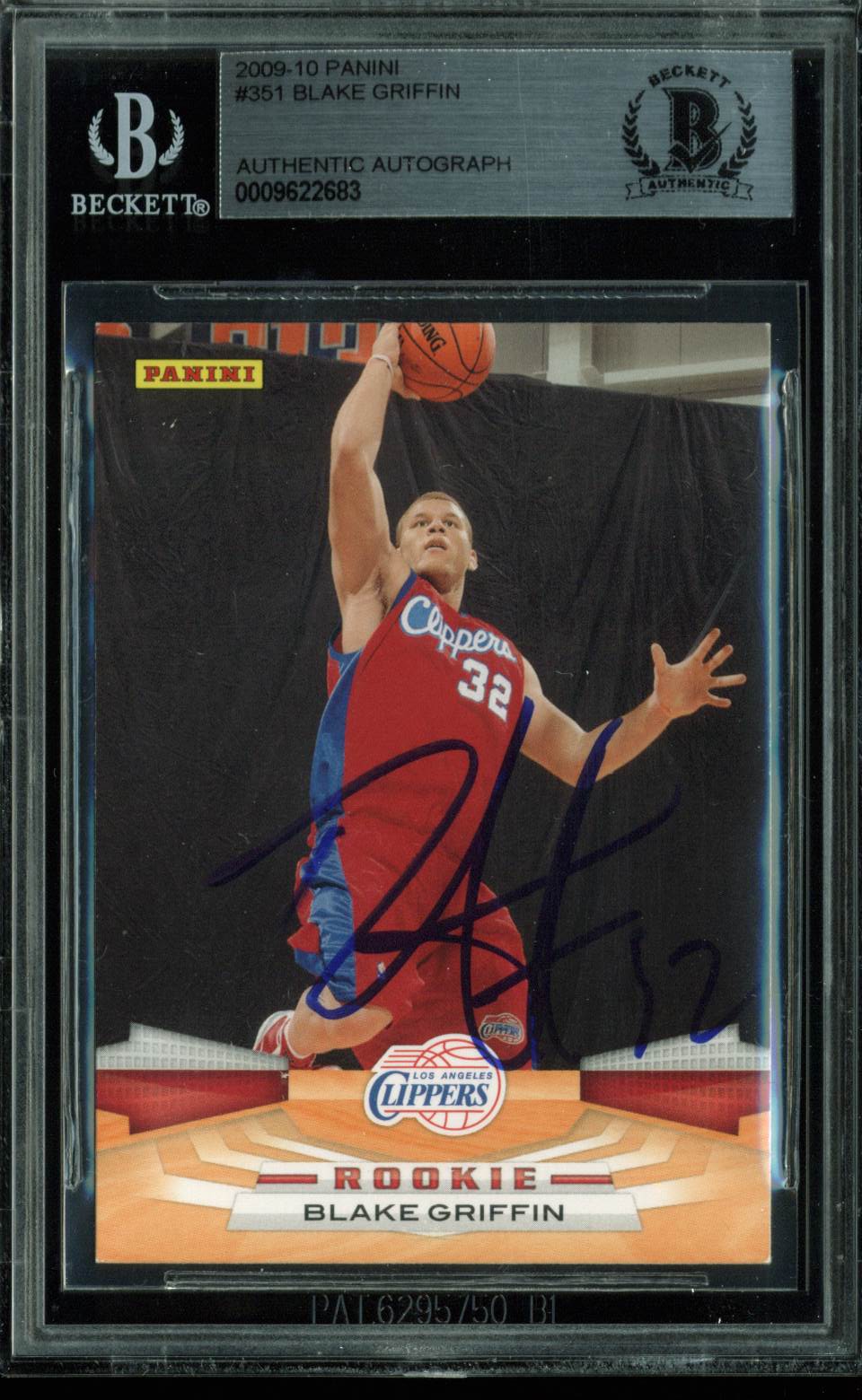Clippers Blake Griffin Authentic Signed Card 2009 Panini RC #351 BAS Slabbed