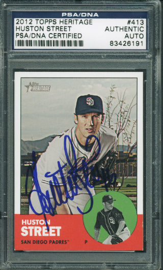 Padres Huston Street Authentic Signed Card 2012 Topps Heritage #413 PSA Slabbed