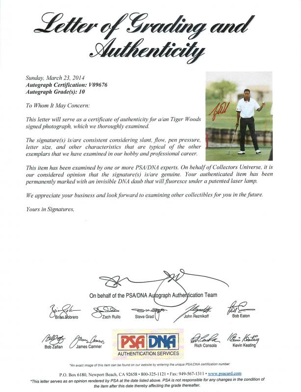 Tiger Woods Signed 8X10 Photo Autograph Graded Gem Mint 10! PSA/DNA #V09676