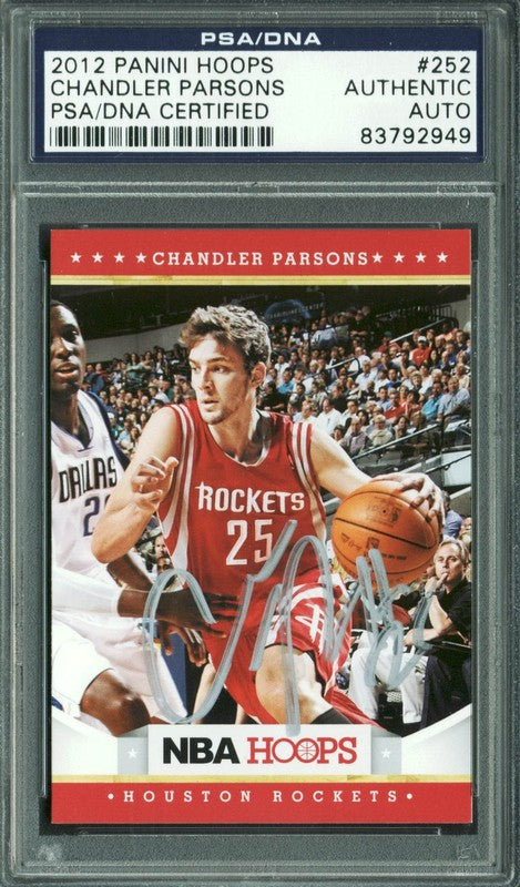 Rockets Chandler Parsons Signed Card 2012 Panini Hoops #252 PSA/DNA Slabbed
