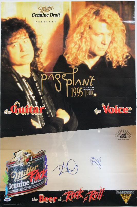 Led Zeppelin- Robert Plant & Jimmy Page Signed 20X30 Poster PSA/DNA #T08816