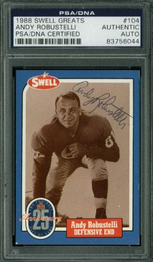 Giants Andy Robustelli Signed Card 1988 Swell Greats #104 PSA Slabbed #83756044