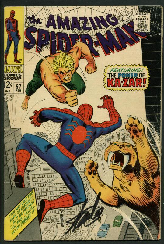 Stan Lee Signed Amazing Spider-Man #57 Comic Book Ka-Zar PSA/DNA #W18669