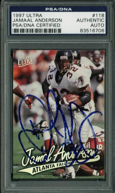 Falcons Jamaal Anderson Authentic Signed Card 1997 Ultra #118 PSA/DNA Slabbed