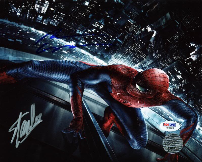 Stan Lee & Andrew Garfield Spider-Man Signed Authentic 8X10 Photo PSA #W80523