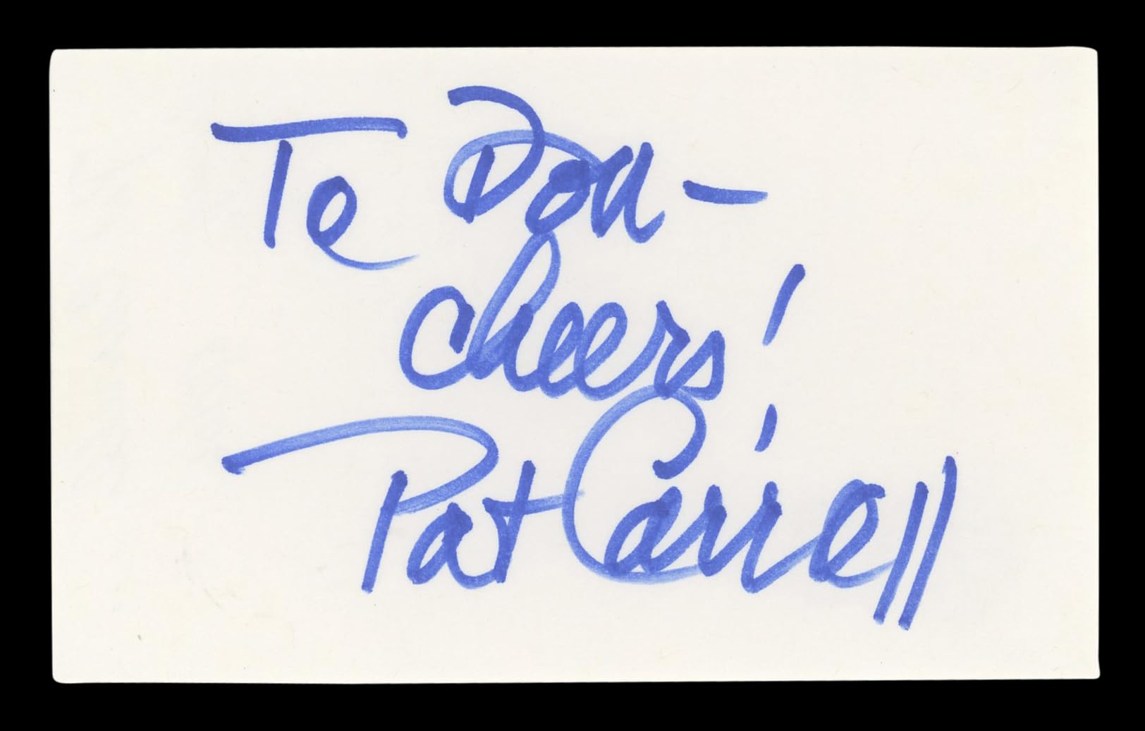 Pat Carroll The Little Mermaid "To Don" Signed 3x5 Index Card BAS #AD70145