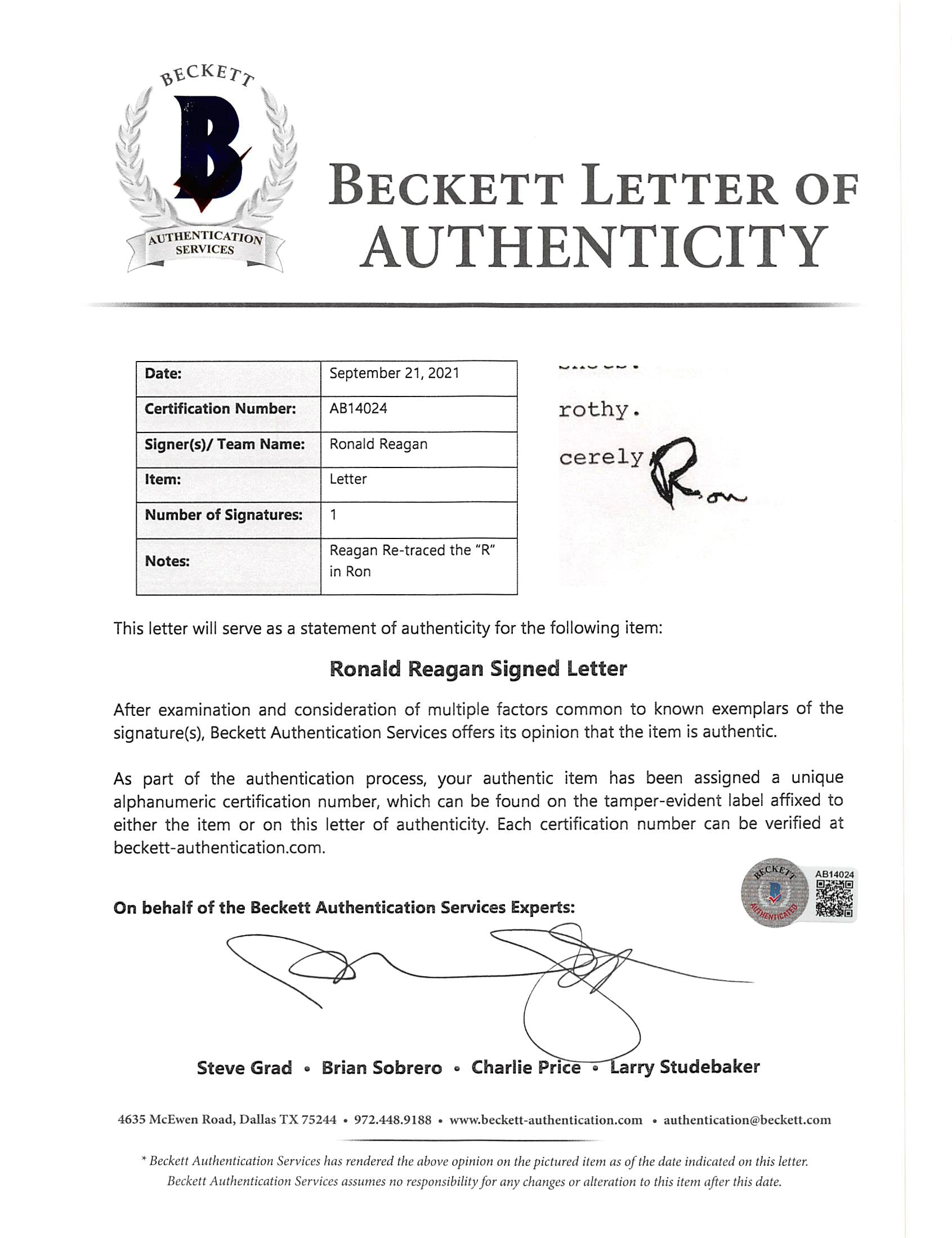 Ronald Reagan Signed 7x10 1985 Letter On White House Letterhead BAS #AB14024
