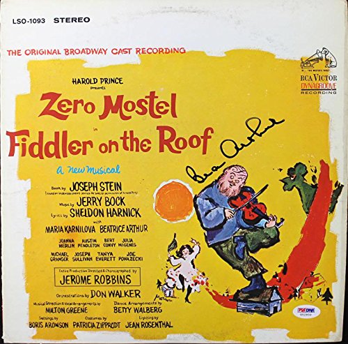 Beatrice Arthur Fiddler On The Roof Signed Album Cover W/ Vinyl PSA/DNA #U52950