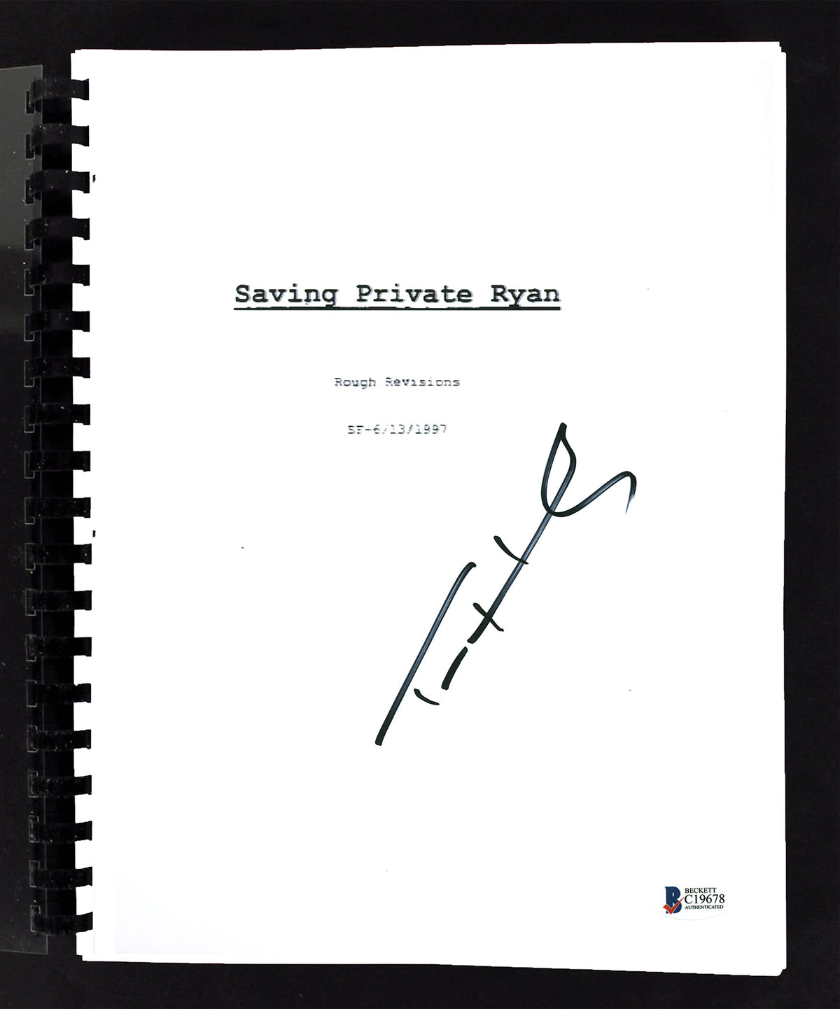 Tom Hanks Saving Private Ryan Authentic Signed Replica Movie Script BAS #C19678