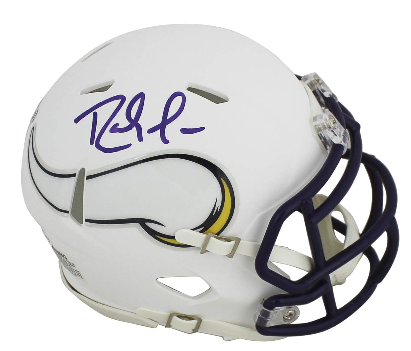 Vikings Randy Moss Authentic Signed Flat White Speed Mini Helmet BAS Witnessed
