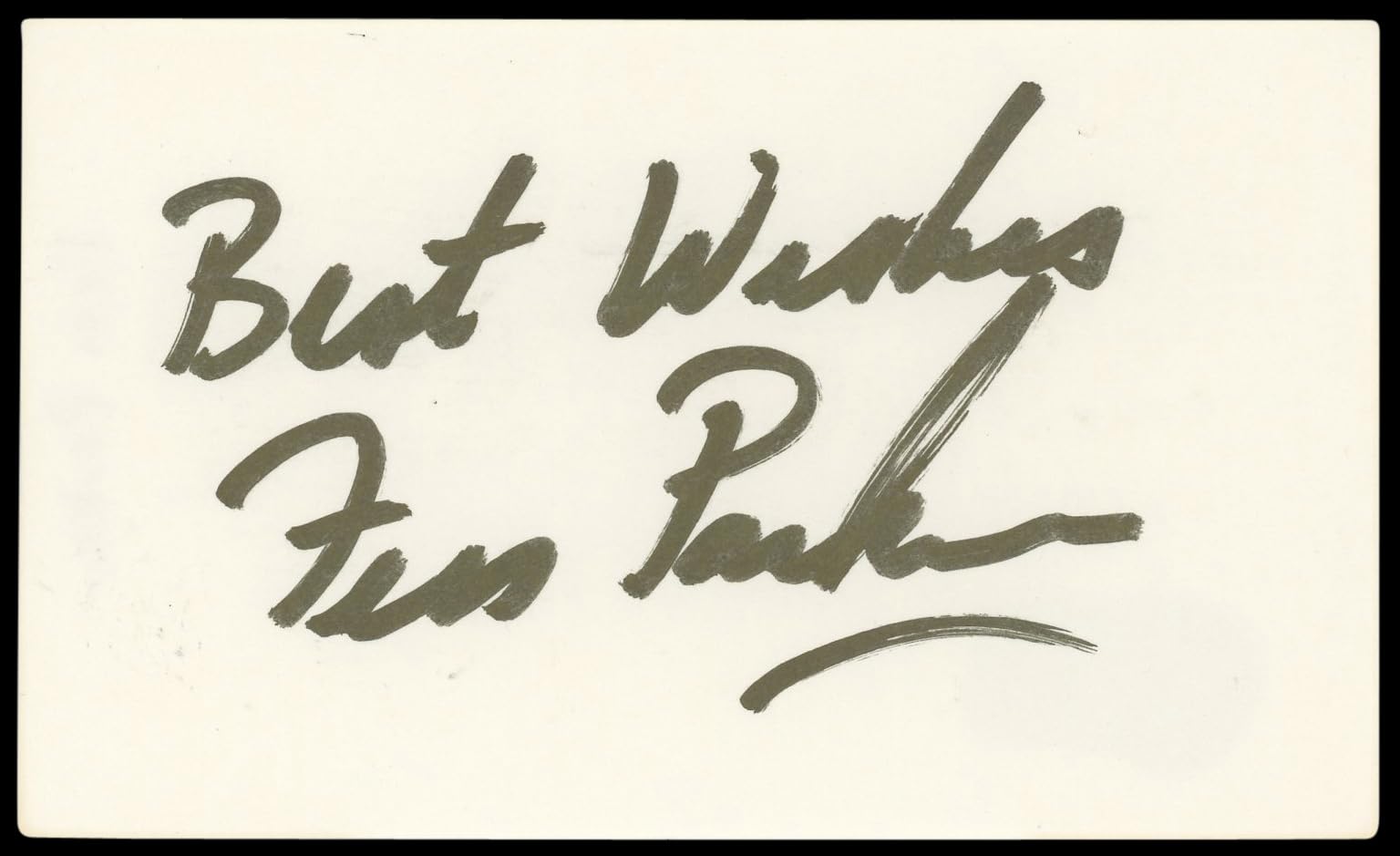 Fess Parker Daniel Boone "Best Wishes" Signed 3x5 Index Card BAS #BL98764