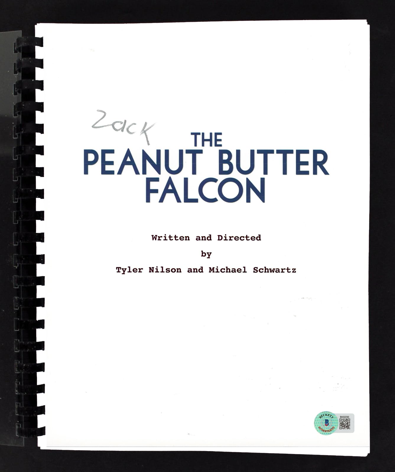Zack Gottsagen The Peanut Butter Falcon Signed Movie Script BAS #BK02230