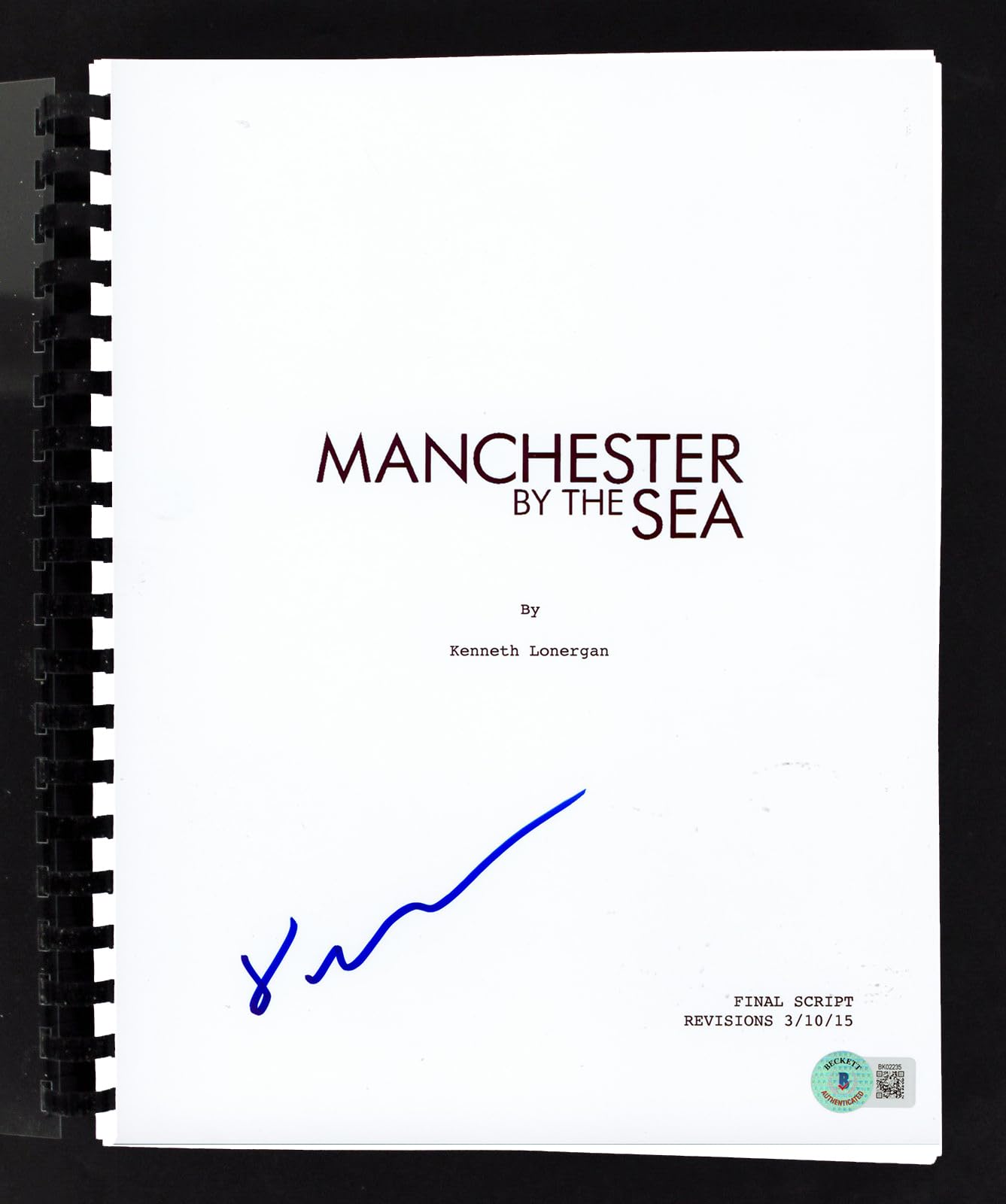 Kenneth Lonergan Manchester by the Sea Signed Movie Script BAS #BK02235