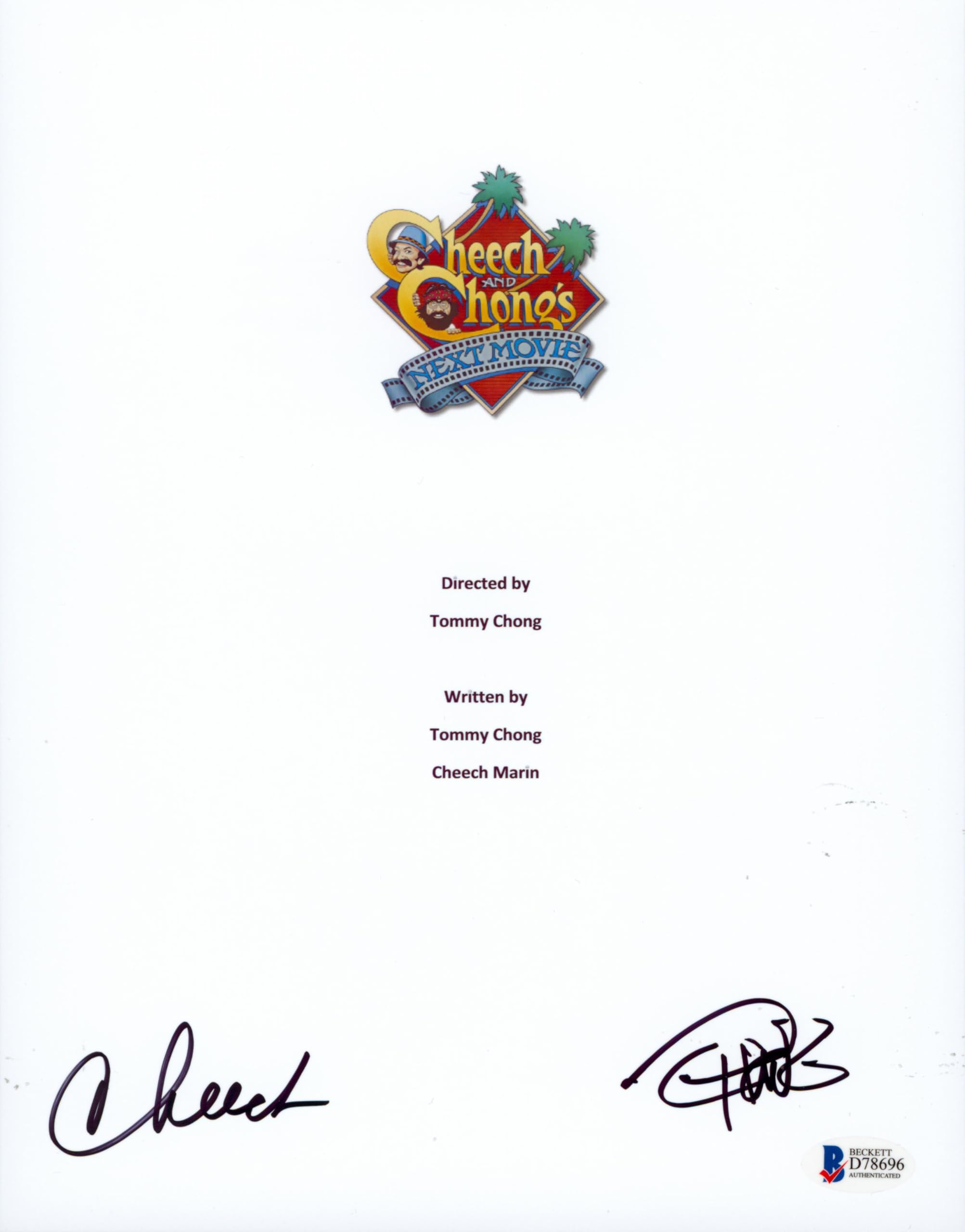 Cheech Marin & Tommy Chong Next Movie Authentic Signed Script Cover BAS #D78696