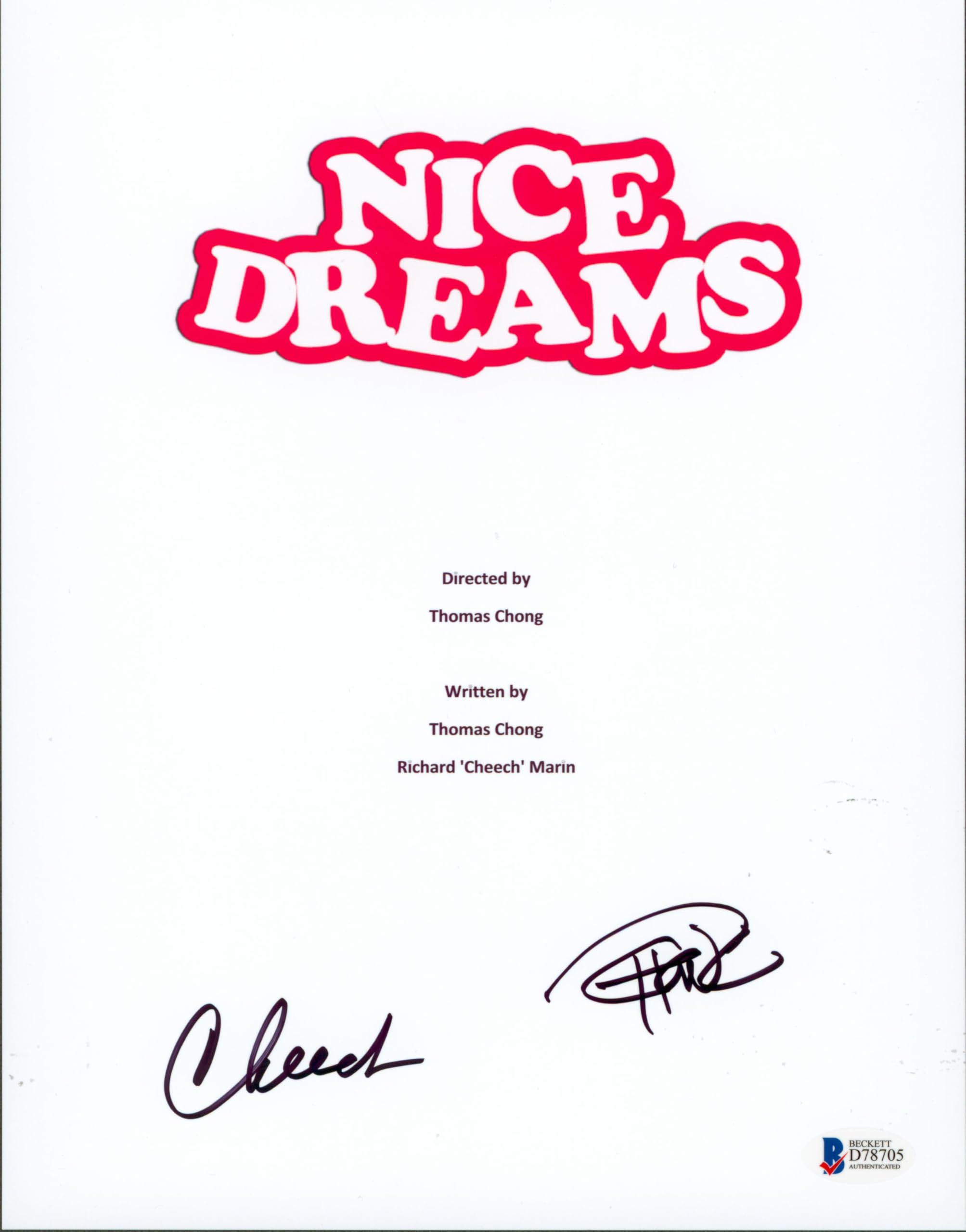 Cheech Marin & Tommy Chong Nice Dreams Signed 8.5x11 Script Cover BAS #D78705