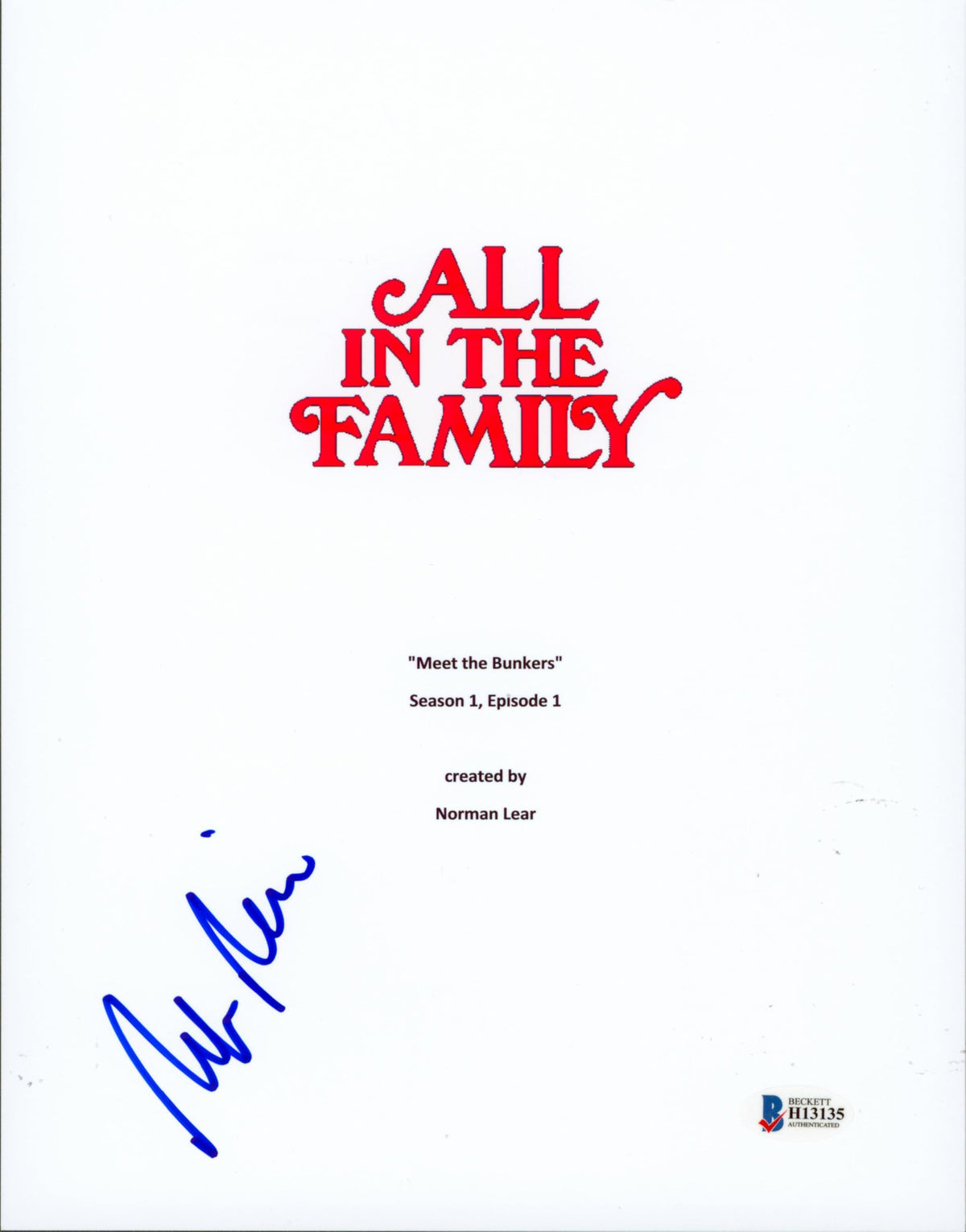 Rob Reiner Signed All In the Family Pilot Tv Script Cover BAS #H13135
