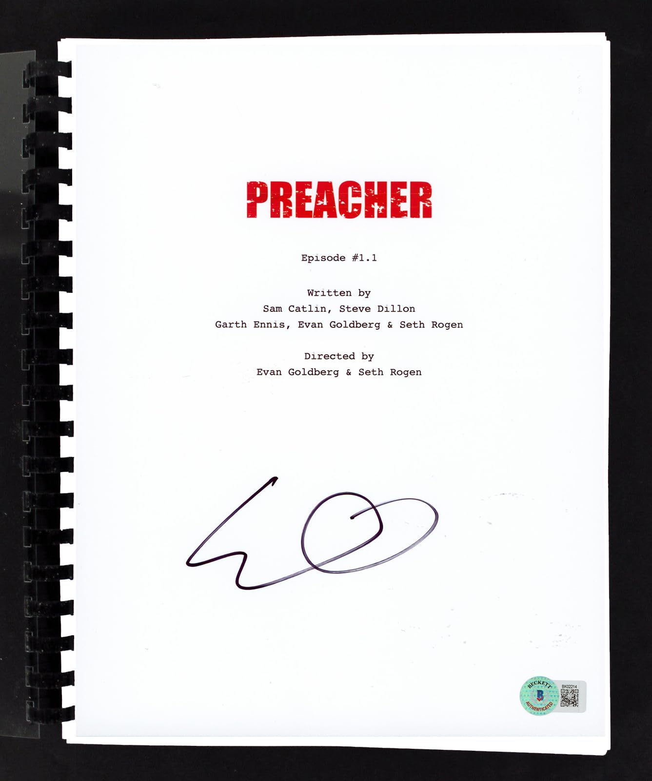 Evan Goldberg Preacher Authentic Signed Movie Script Autographed BAS #BK02214