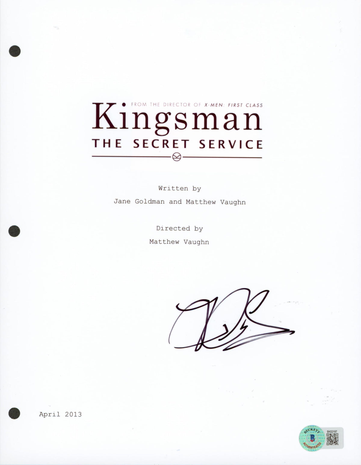 Jack Cutmore-Scott Kingsman The Secret Service Signed Script Cover BAS #BK02197