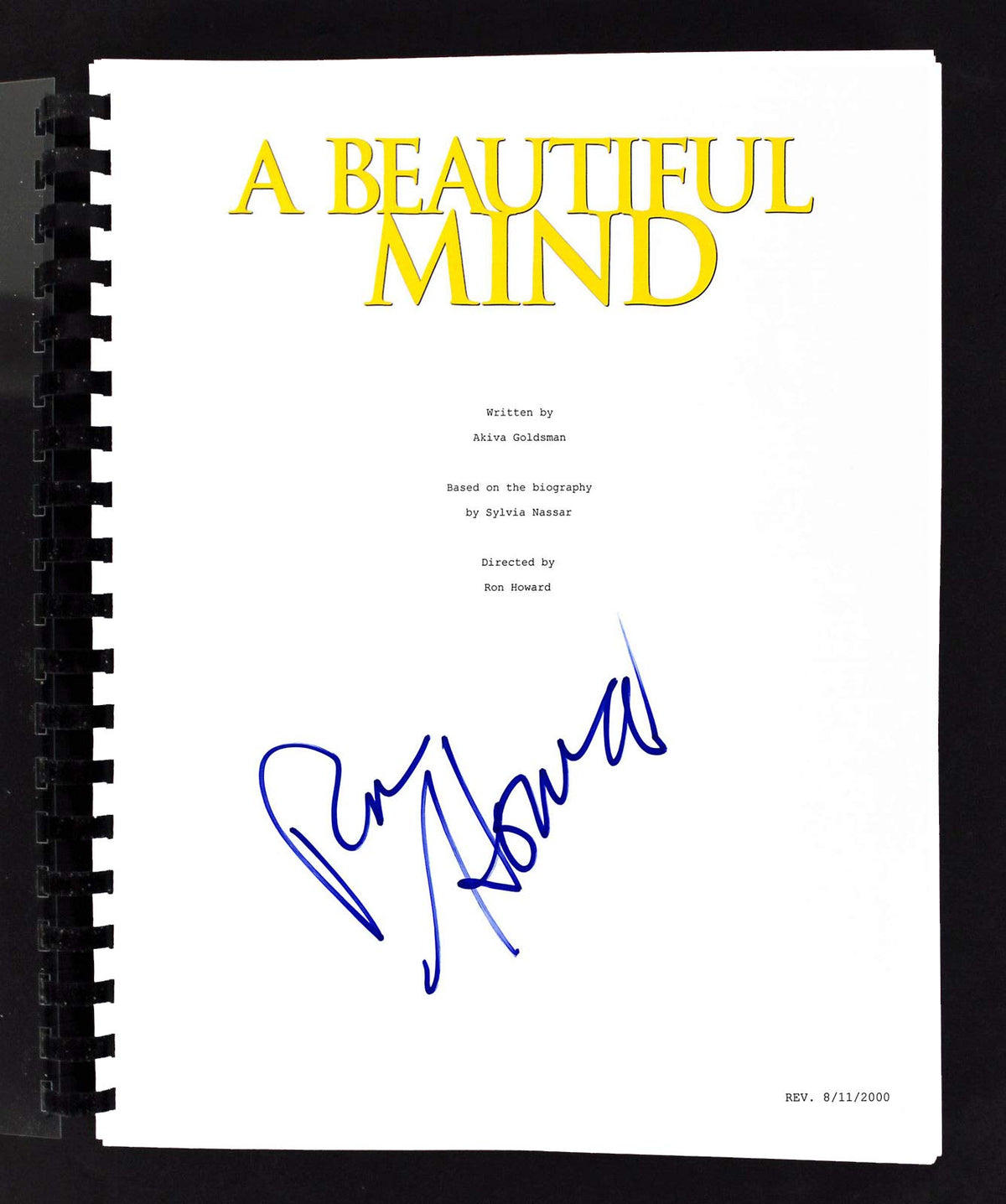 Ron Howard Authentic Signed A Beautiful Mind Movie Script BAS #S21266