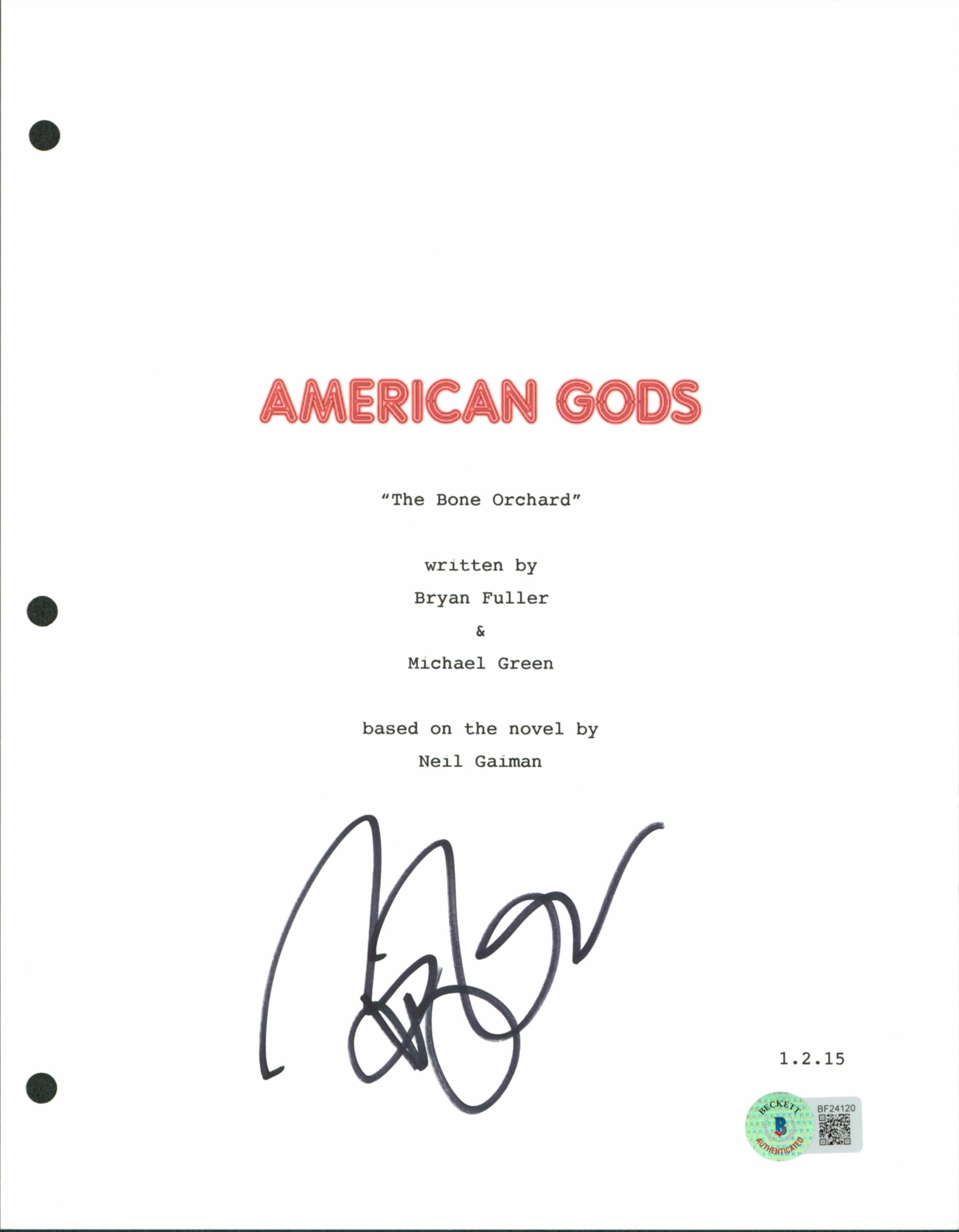 Bryan Fuller Authentic Signed 8.5x11 American Gods Script Cover BAS #BF24120