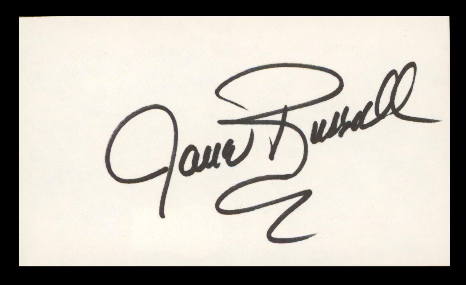 Jane Russell Gentlemen Prefer Blondes Signed 3x5 Index Card BAS #BP00910