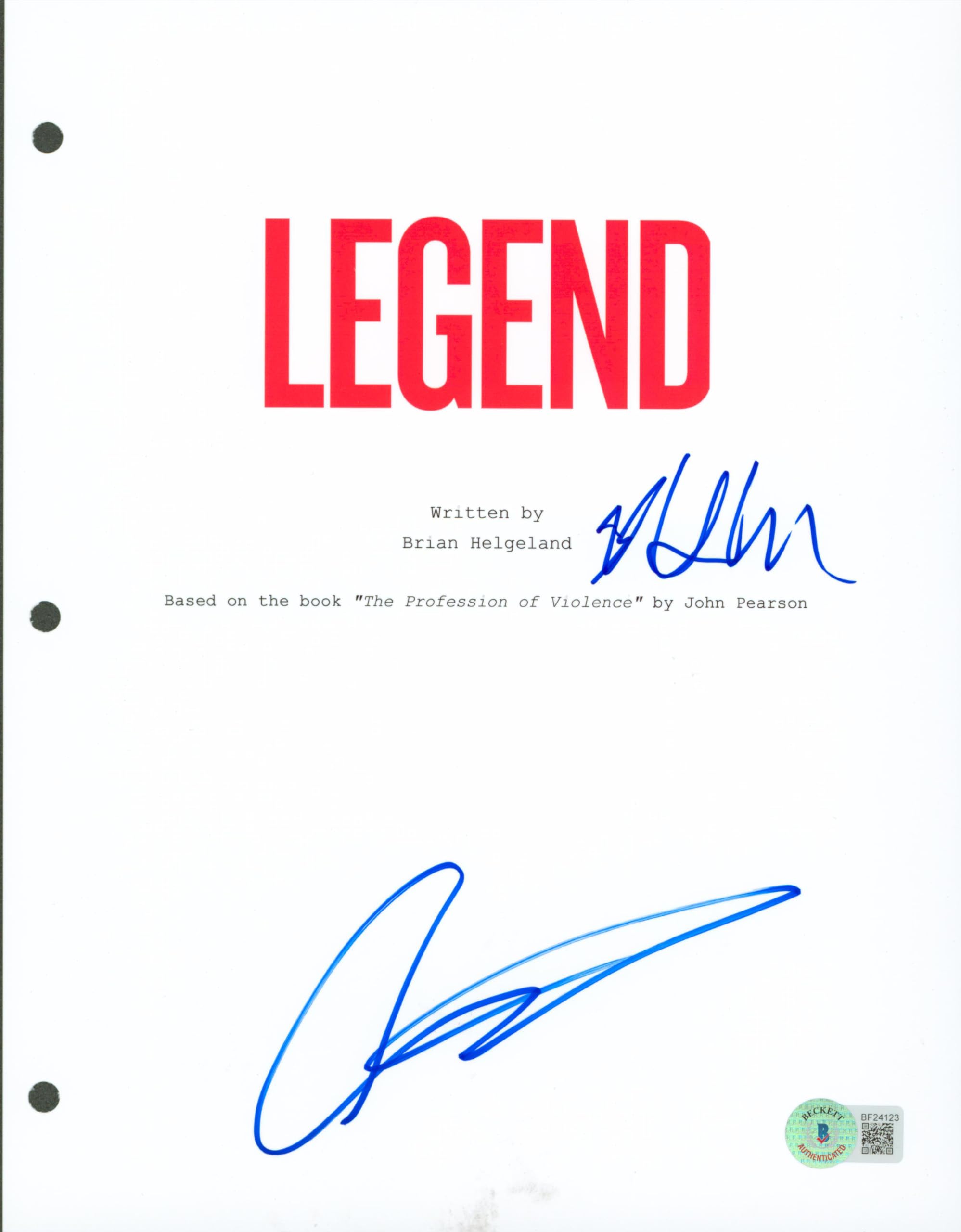 Emily Browning & Brian Helgeland Signed 8.5x11 Legend Script Cover BAS #BF24123