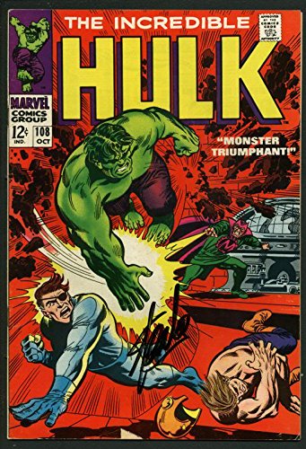 Stan Lee Signed Incredible Hulk #108 Comic Book Nick Fury/Mandarin PSA #W18819