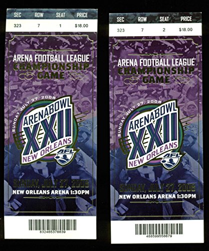 Pair (2) Arena Football League 2008 Arena Bowl XXII Tickets Un-signed
