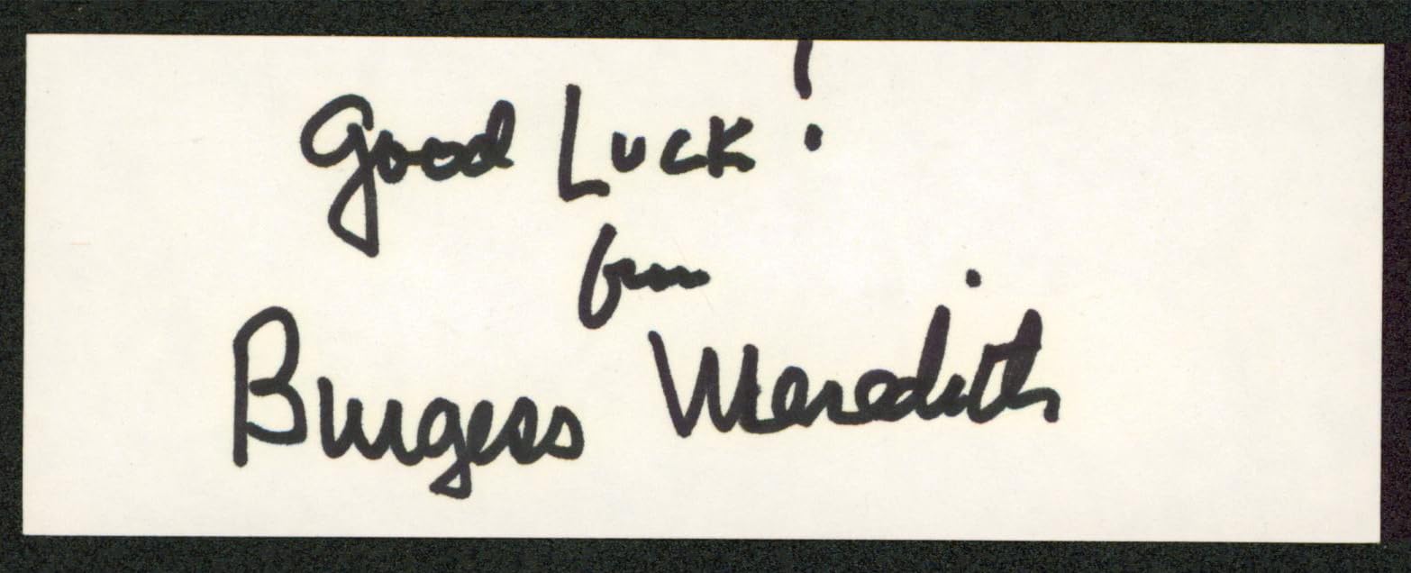 Burgess Meredith Rocky "Good Luck!" Signed 2x5 Cut Signature BAS #AD70377