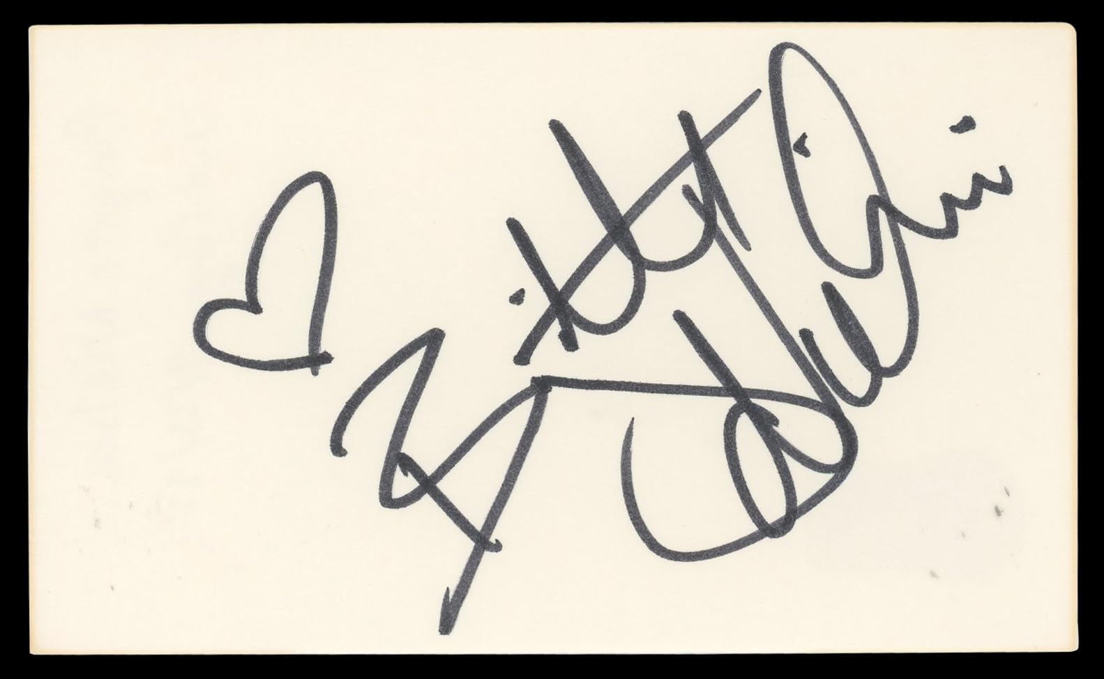 Brigitte Nielsen Red Sonja "Hearts" Authentic Signed 3x5 Index Card BAS #BN06506
