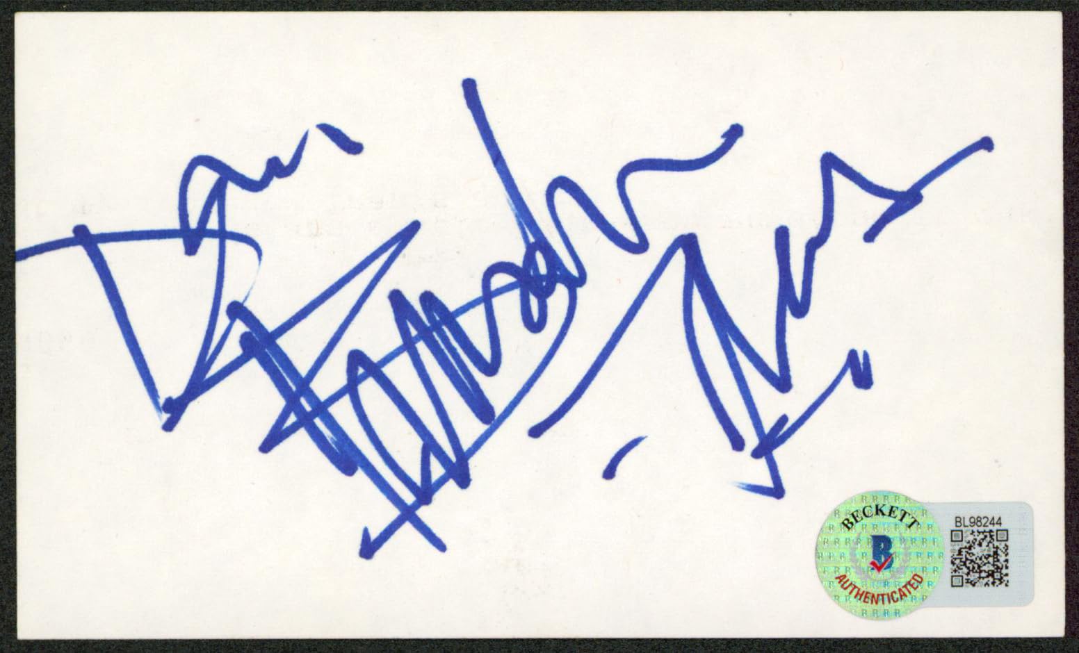 Brendan Fraser The Mummy Signed 3x5 Index Card Autographed BAS #BL98244