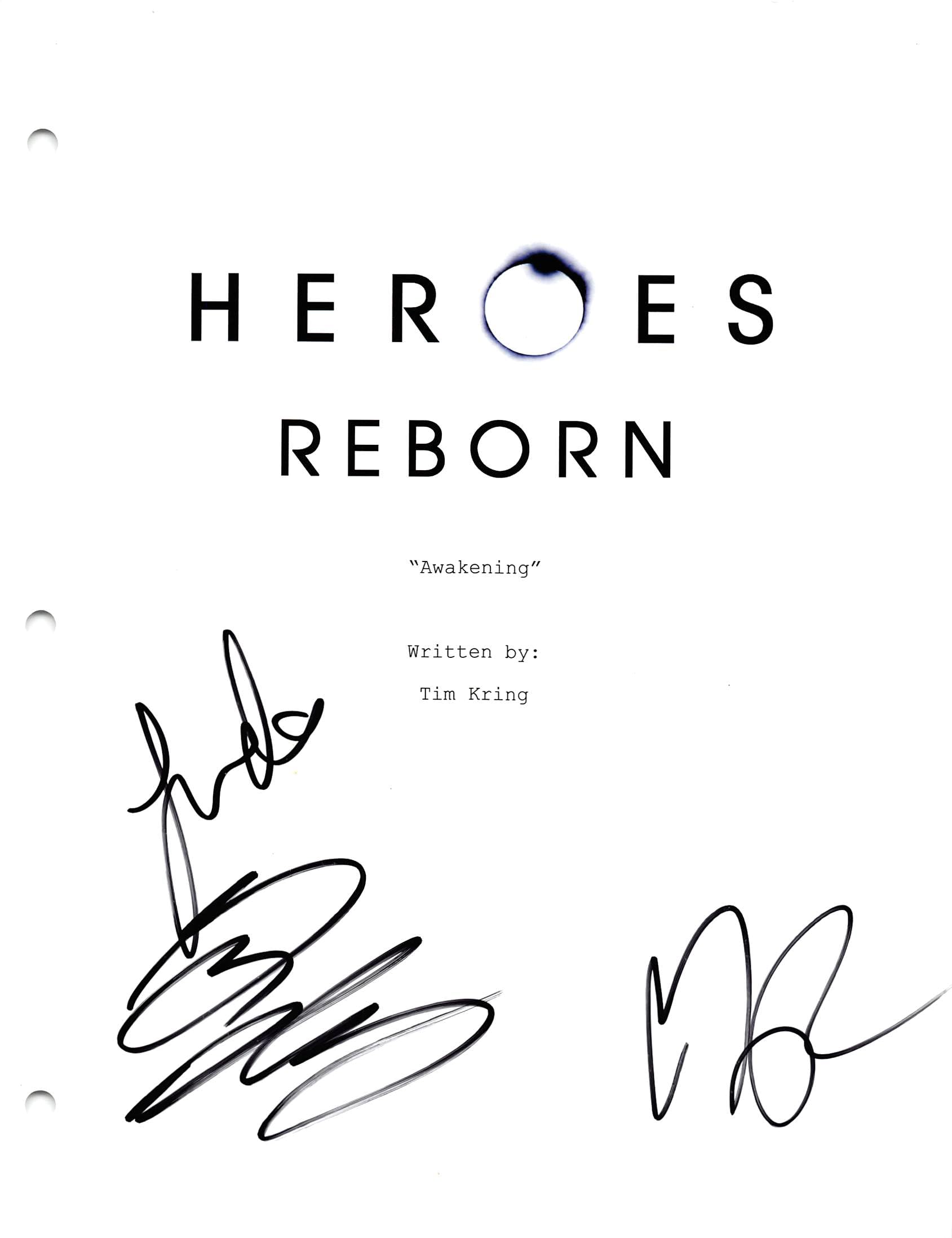 Heroes Reborn (3) Oka, Shekoni, & Grunberg Signed Script Cover BAS #AC33460