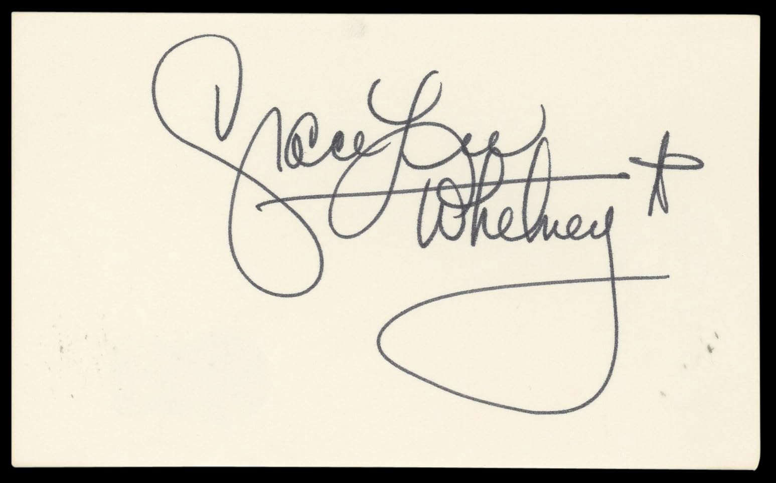 Grace Lee Whitney Star Trek Authentic Signed 3x5 Index Card BAS #BN89434