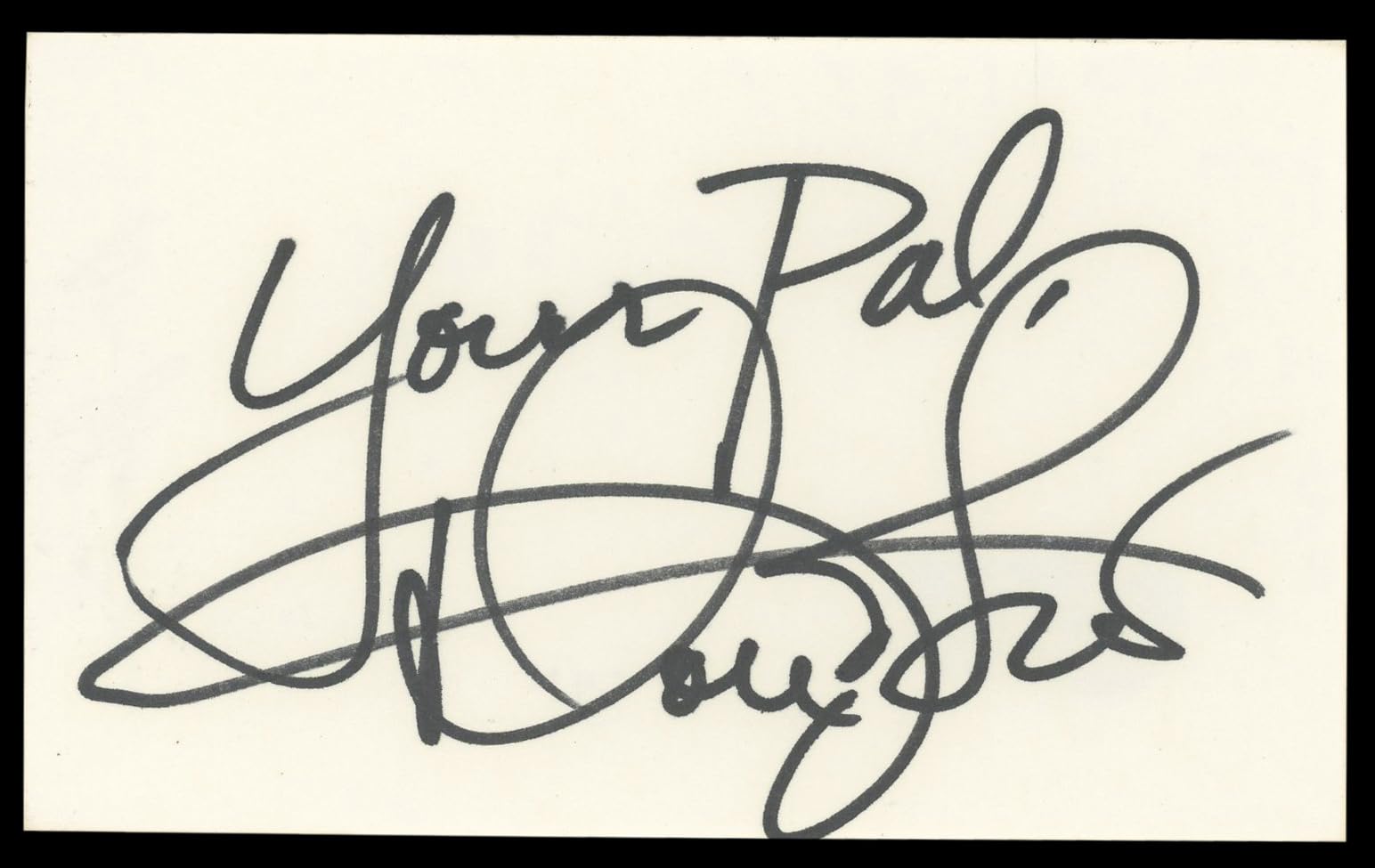 Don Johnson Miami Vice "Your Pal" Authentic Signed 3x5 Index Card BAS #BL98636