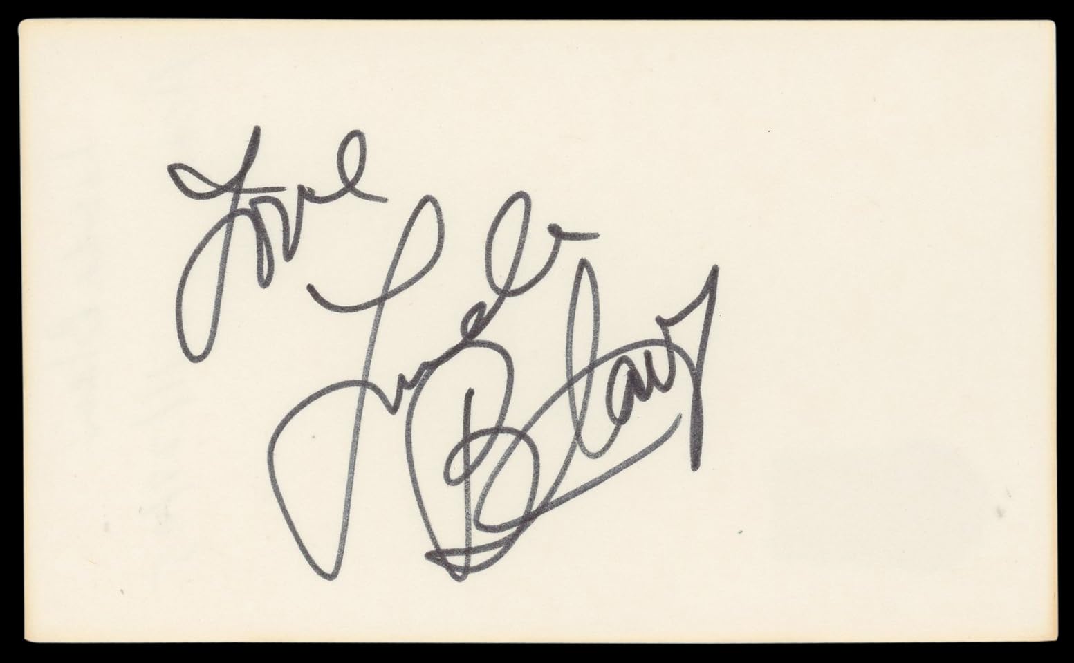 Linda Blair The Exorcist "Love" Authentic Signed 3x5 Index Card BAS #BN06396