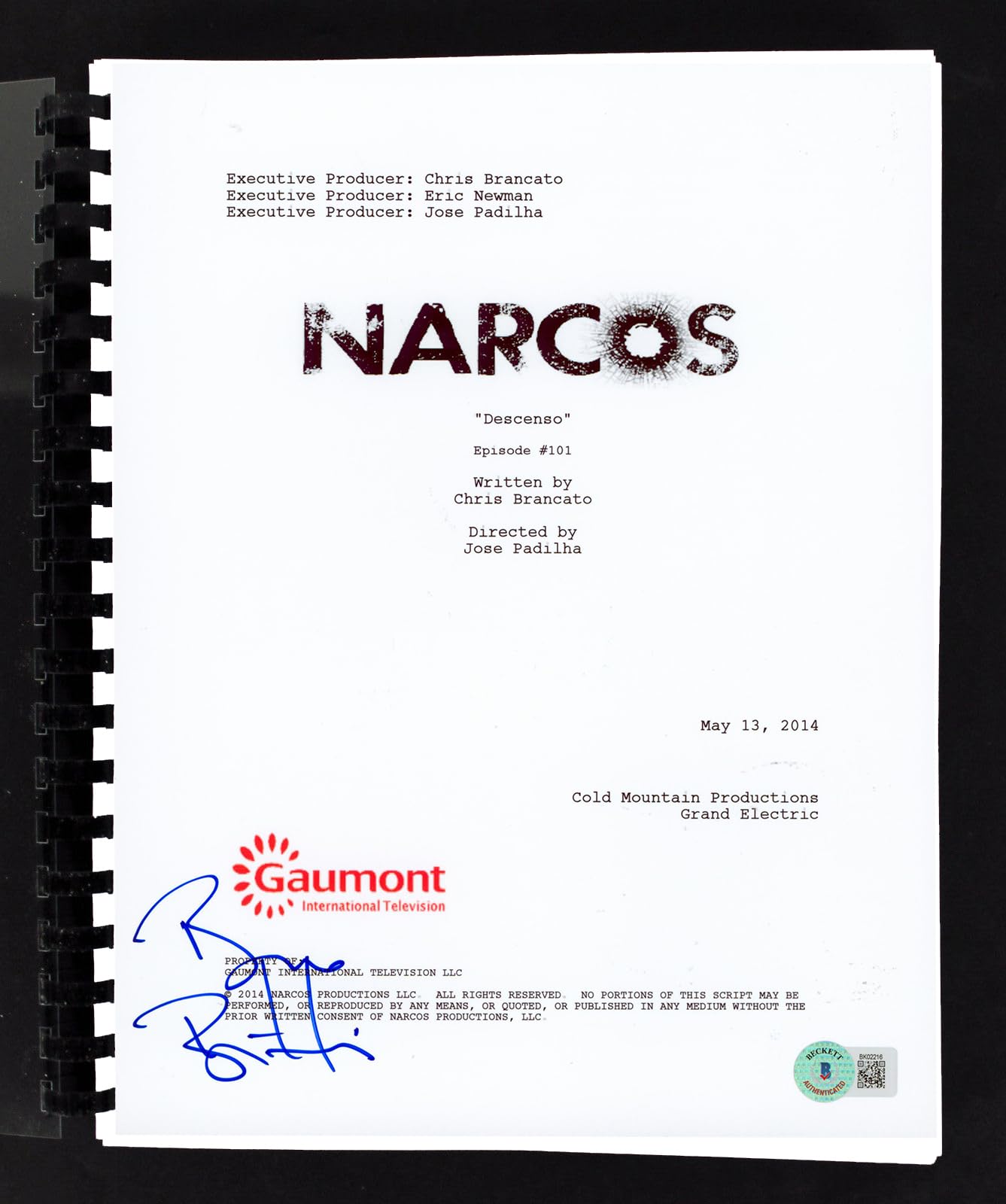 Bruno Bichir NARCOS Authentic Signed Movie Script Autographed BAS #BK02216