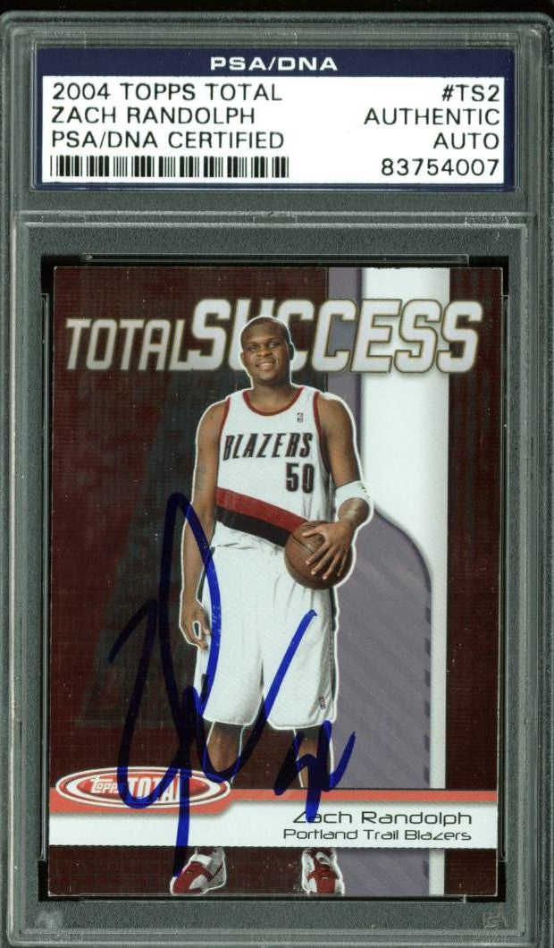 Blazers Zach Randolph Signed Card 2004 Topps Total #TS2 PSA Slabbed #83754007