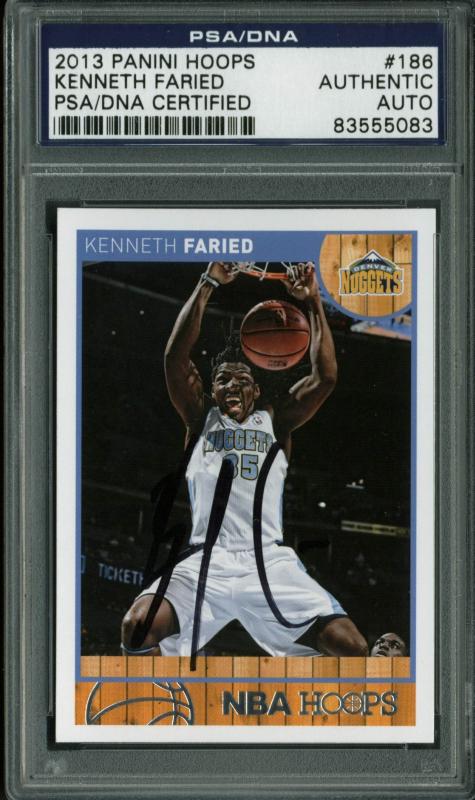 Nuggets Kenneth Faried Authentic Signed Card 2013 Paning Hoops #186 PSA Slabbed