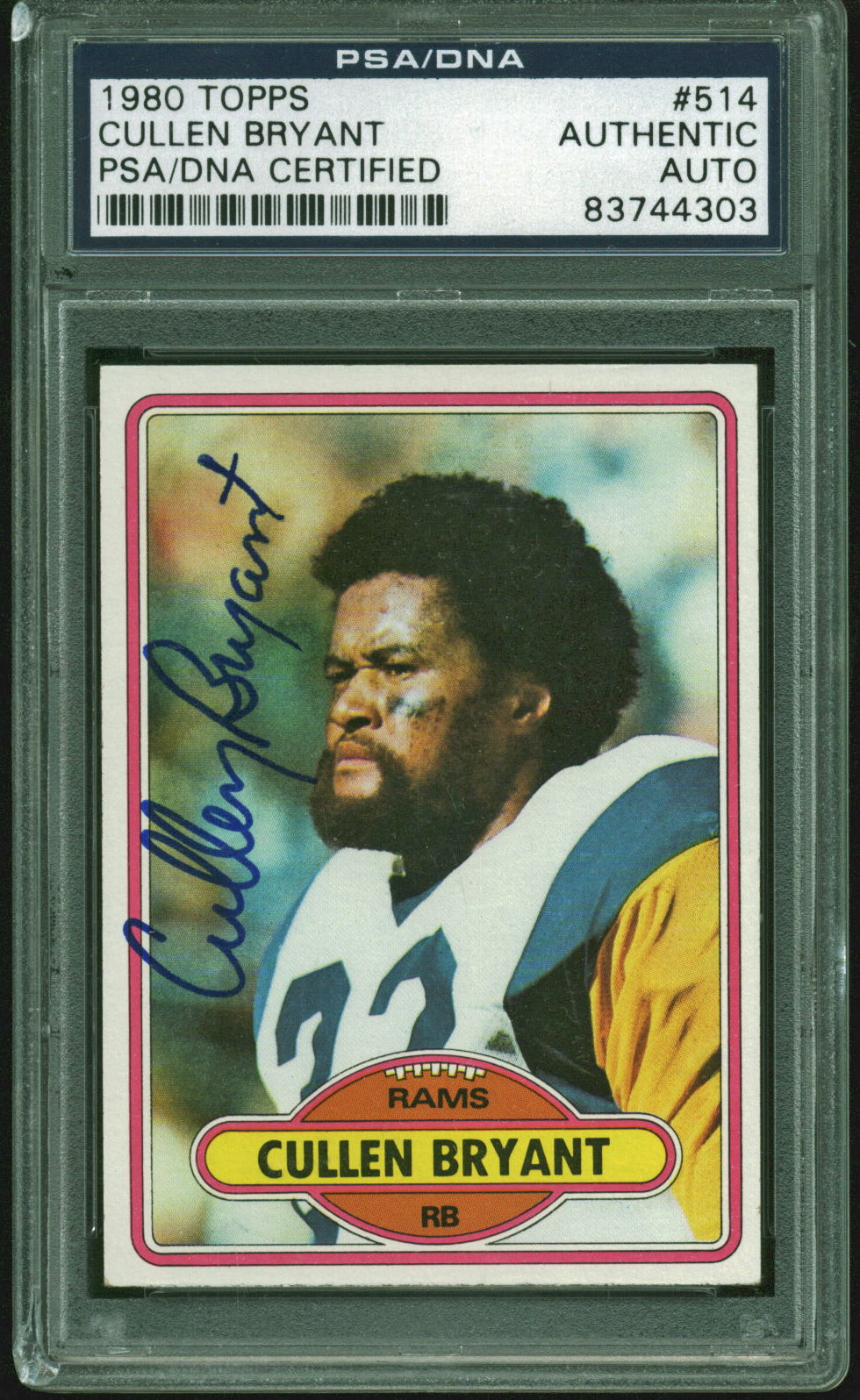 Rams Cullen Bryant Authentic Signed 1980 Topps #514 Auto Card PSA/DNA Slabbed