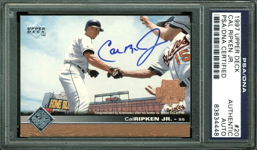 Orioles Cal Ripken Jr. Authentic Signed Card 1997 Upper Deck #20 PSA/DNA Slabbed