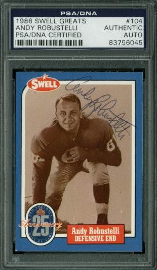 Giants Andy Robustelli Signed Card 1988 Swell Greats #104 PSA Slabbed #83756045