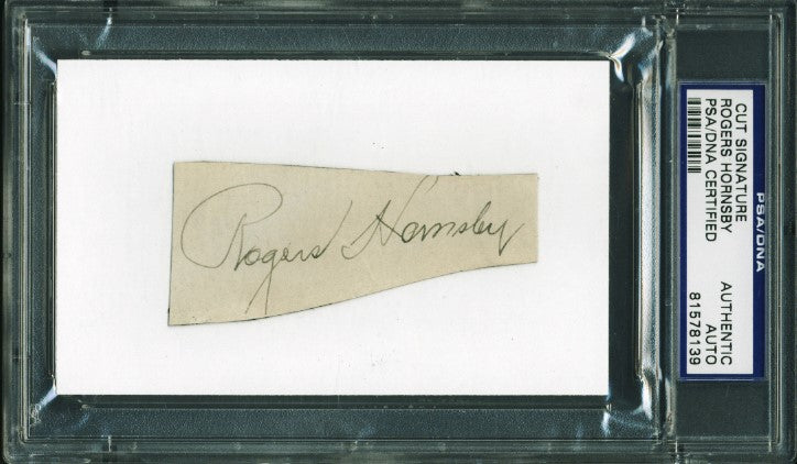 Rogers Hornsby Authentic Signed 1.5X3.5 Cut Autographed PSA/DNA Slabbed