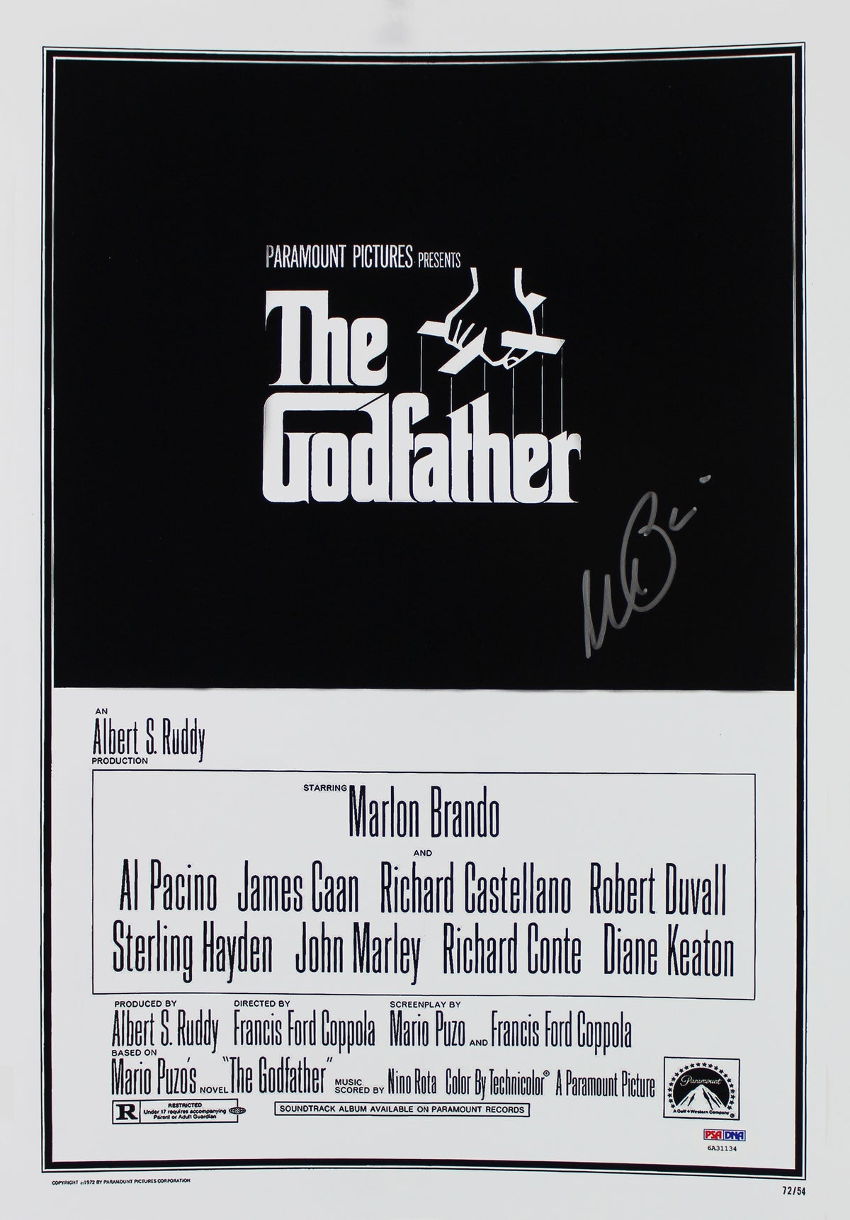 Al Pacino The Godfather Signed 12x18 Photo Auto Graded 10! PSA/DNA Itp #6A31134