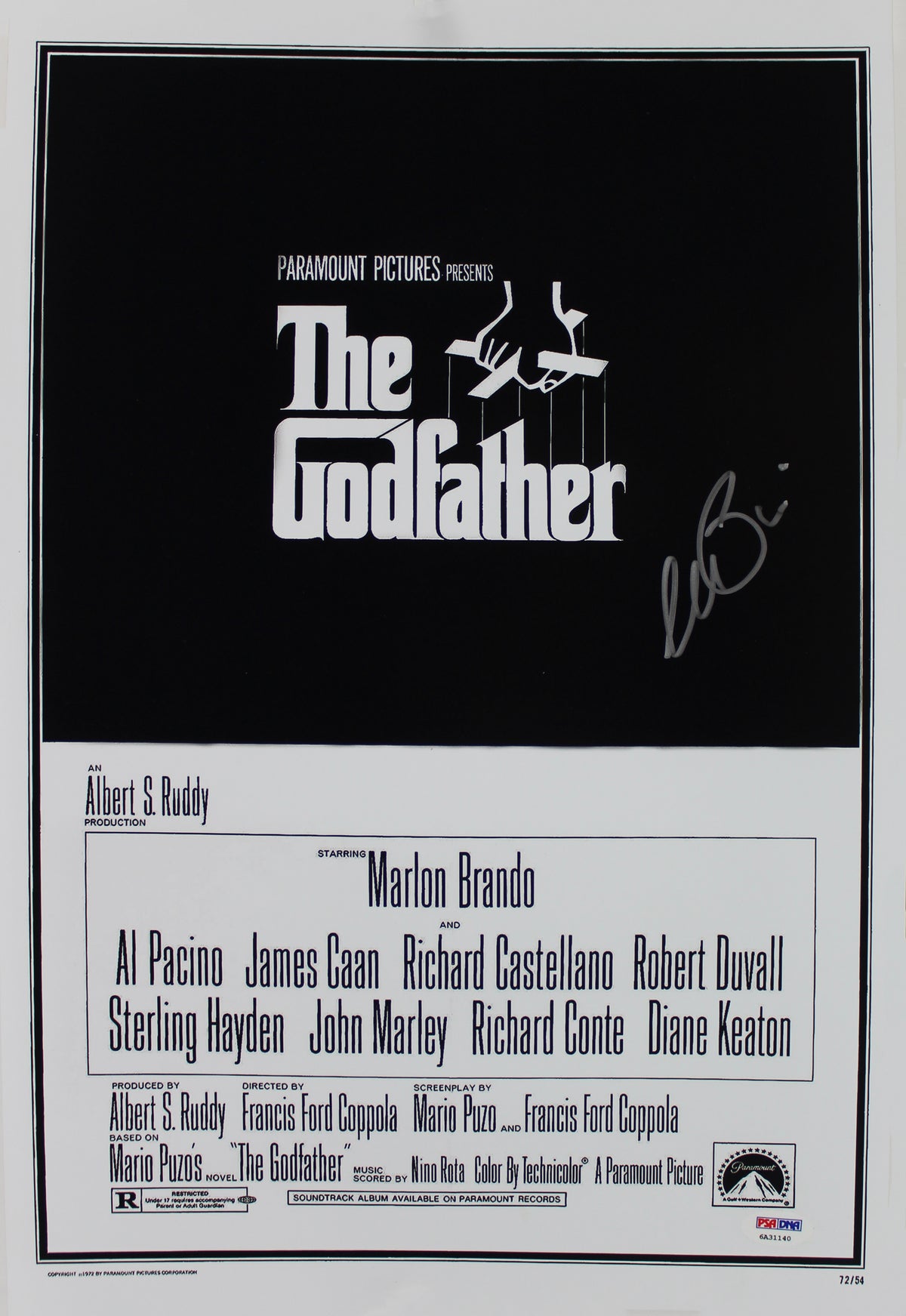 Al Pacino The Godfather Signed 12x18 Photo Auto Graded 10! PSA/DNA Itp #6A31140