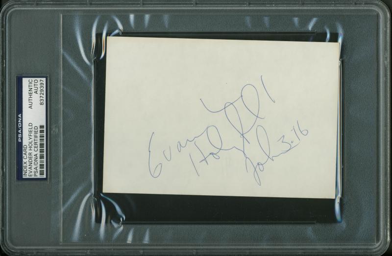 Evander Holyfield Boxing Authentic Signed 4X6 Index Card PSA/DNA Slabbed 3
